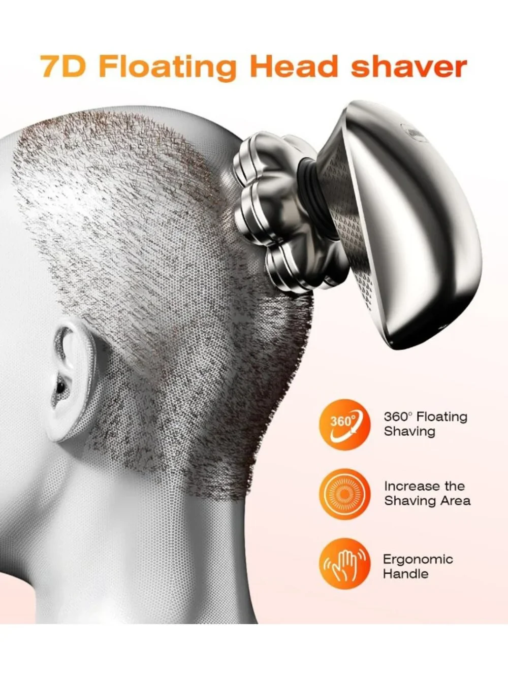 Waterproof 7D Electric Head Shaver for Bald Men, 5-in-1 Grooming Kit